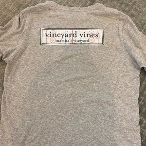 Vineyard Vines boys tee, gray with hockey image on back, size xl